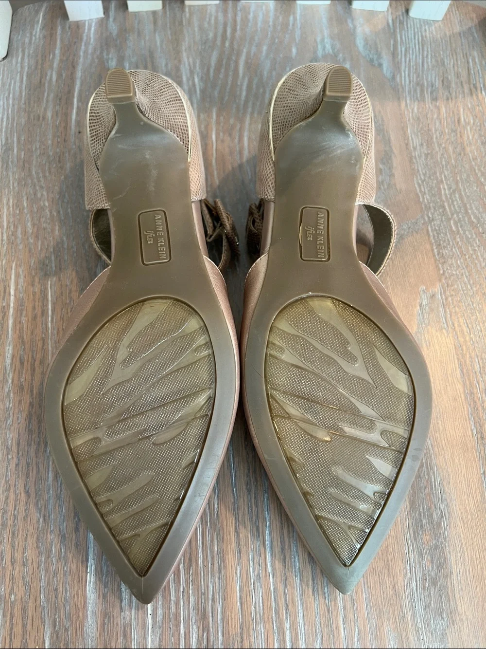 Anne Klein Pointed Toe Ankle Strap Heels Neutral